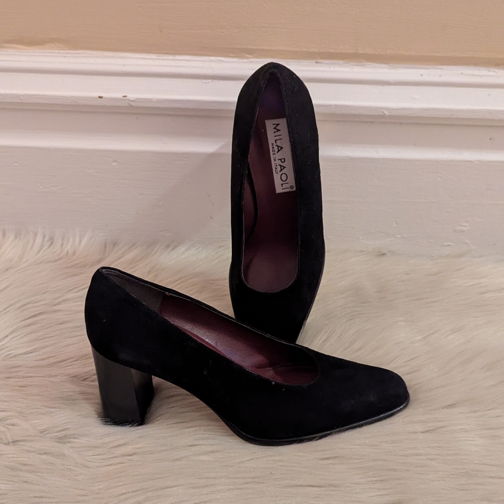Mila Paoli made in Italy black leather hells size 6.5